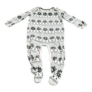 Burt’s Bees Baby Footie Pajama Outfit, Size 3-6 Months, White Gray Snowflake